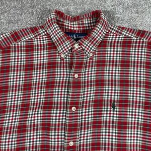 Ralph Lauren Flannel Shirt Mens Medium Blake Plaid Button Down Cotton‎ Red